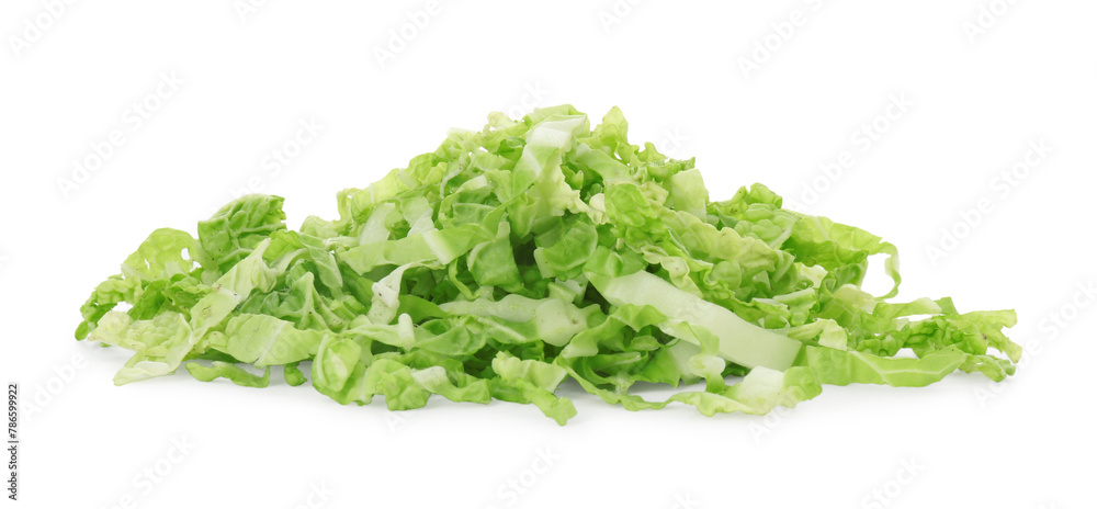 Pile of shredded fresh Chinese cabbage isolated on white Pile of shredded fresh Chinese cabbage isolated on white