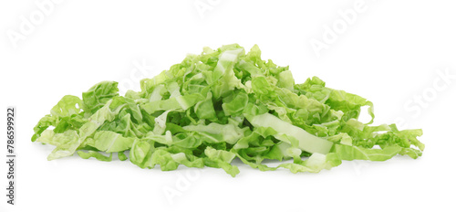 Pile of shredded fresh Chinese cabbage isolated on white