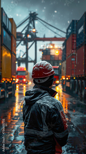 A Logistician Coordinating supply chain logistics, hyperrealistic Logistics photography