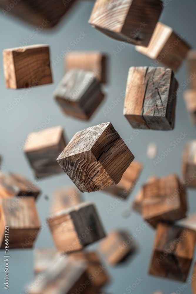 A unique image of wooden cubes floating in the air. Perfect for creative designs A unique image of wooden cubes floating in the air. Perfect for creative designs