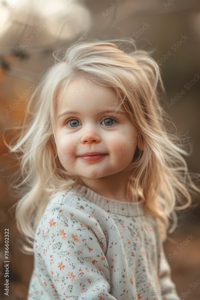 A sweet little girl with blonde hair and blue eyes A sweet little girl with blonde hair and blue eyes
