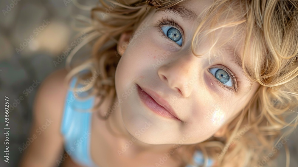 Portrait of a child with striking blue eyes, suitable for various projects Portrait of a child with striking blue eyes, suitable for various projects
