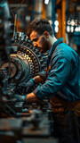 A Mechanic Repairing machinery and equipment, hyperrealistic Mechanical Engineering photography