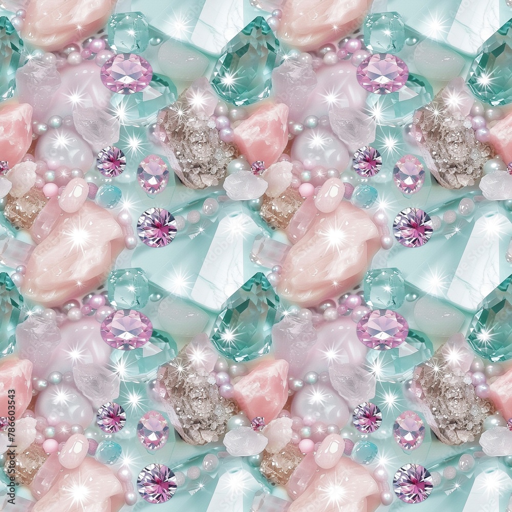 Seamless pattern with delicate rose quartz stones. Seamless pattern with delicate rose quartz stones.