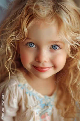 A close up image of a child with blonde hair. Suitable for various projects and designs