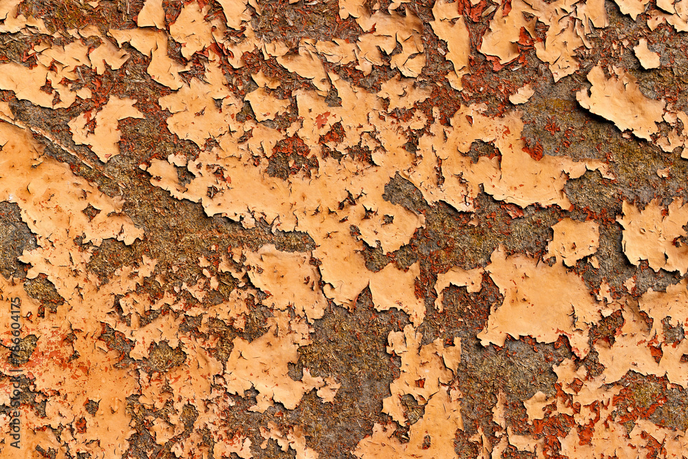 Abstract rusted metal texture with peeling paint layers