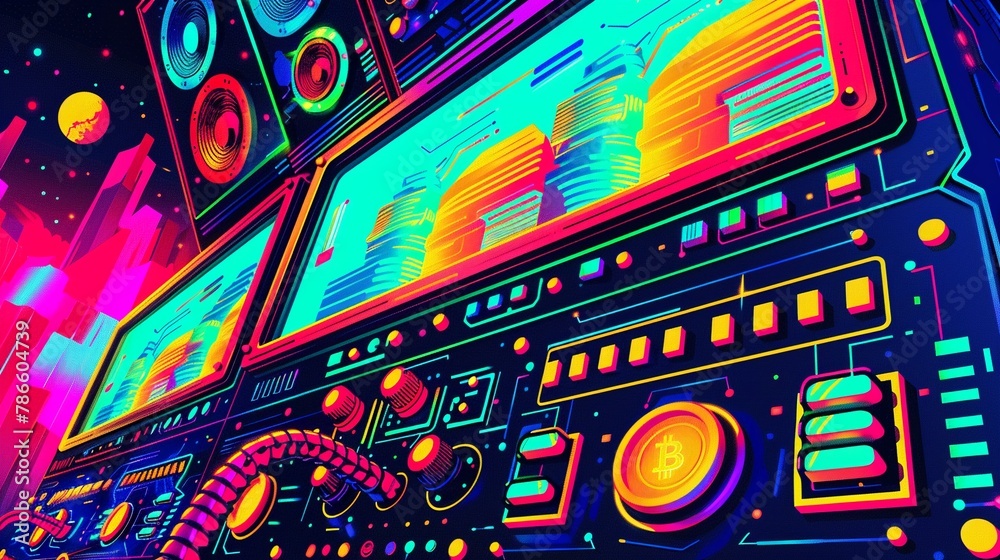 Closeup on a mining rig with glowing LEDs, showcasing the hardware used in cryptocurrency mining and the energy it consumes Closeup on a mining rig with glowing LEDs, showcasing the hardware used in cryptocurrency mining and the energy it consumes
