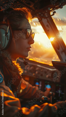 A Pilot Conducting pre-flight inspections, checks, and procedures to ensure aircraft safety and airworthiness before takeoff, realistic people photography photo