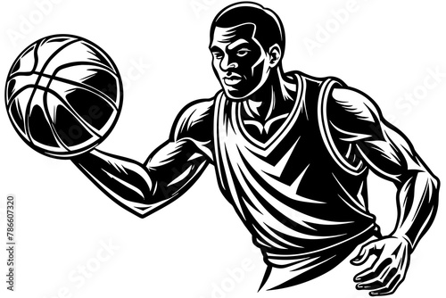 Basket ball in hand of a player who is going to the basket vector silhouette