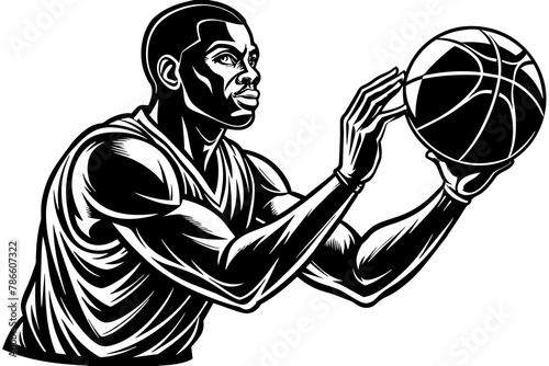 Basket ball in hand of a player who is going to the basket vector silhouette
