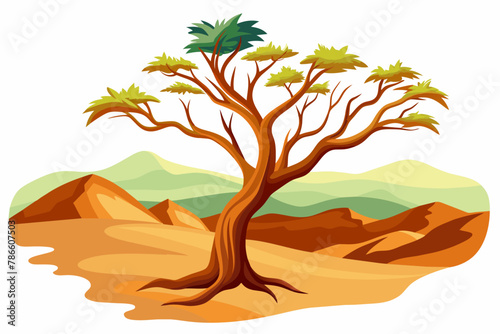 Arbor de desierto sobre fondo blanco