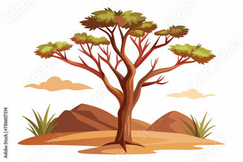 Arbor de desierto sobre fondo blanco