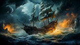 Ship Braving the Stormy Seas