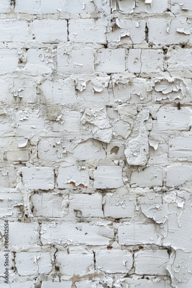 A white painted brick wall with peeling paint. Suitable for background or texture use A white painted brick wall with peeling paint. Suitable for background or texture use