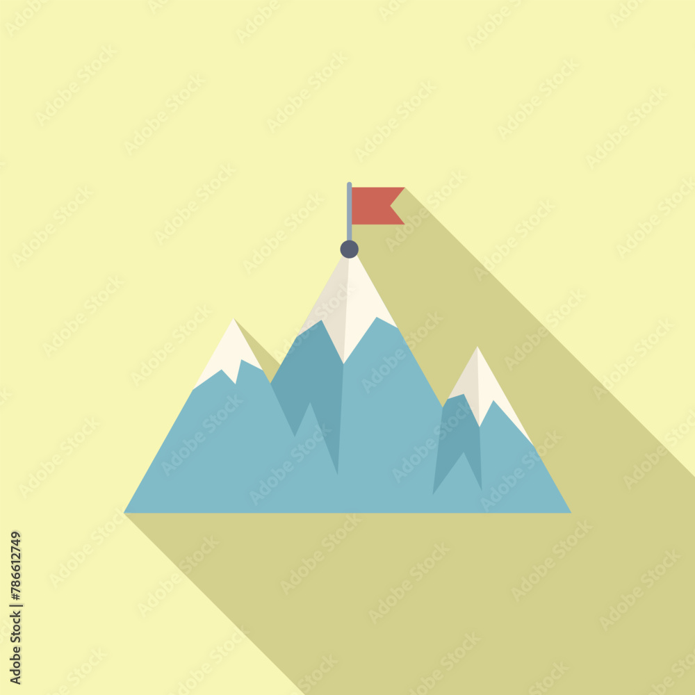 Mountain peak flag target icon flat vector. Success goal. Course leader