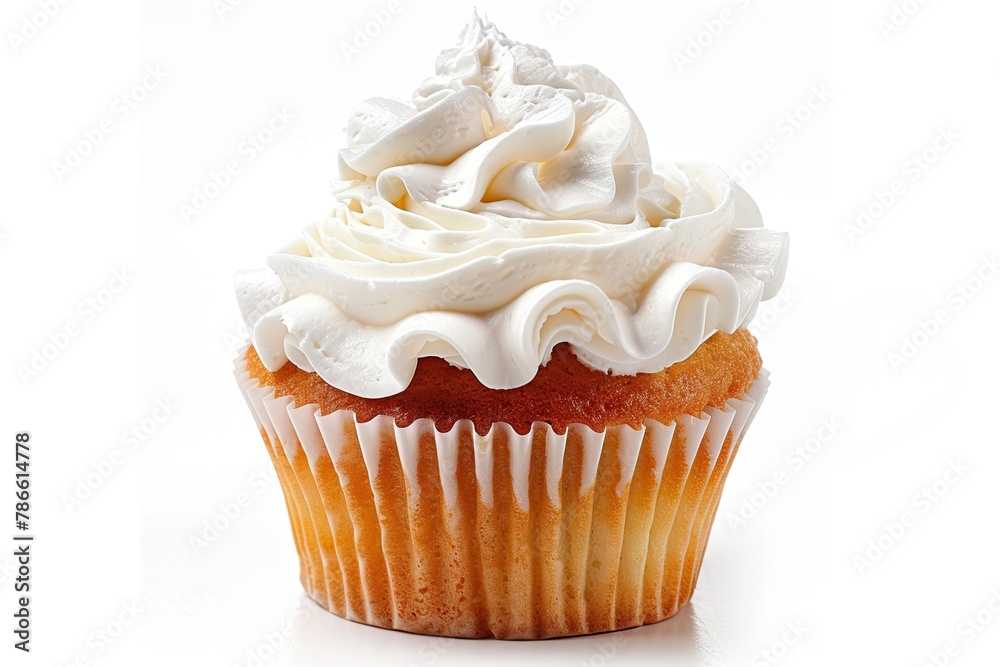Tasty cupcake with butter cream isolated on white background Tasty cupcake with butter cream isolated on white background