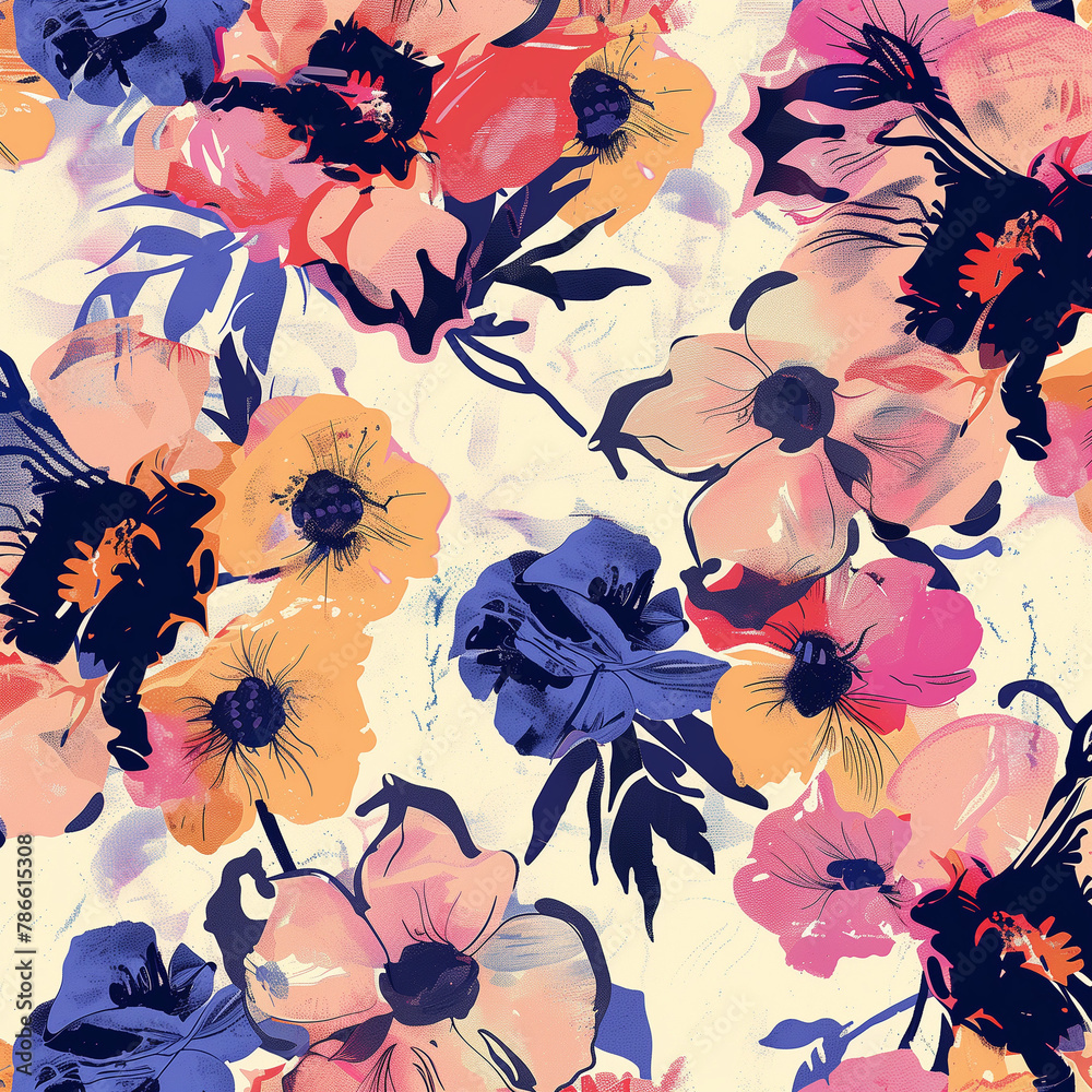 Typographic Floral Pattern, Self-Repeating Art by Lady Pink