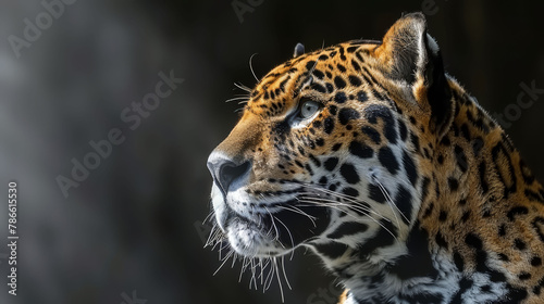   A tight shot of a leopard's face, backgrounds softly blurred © Anna