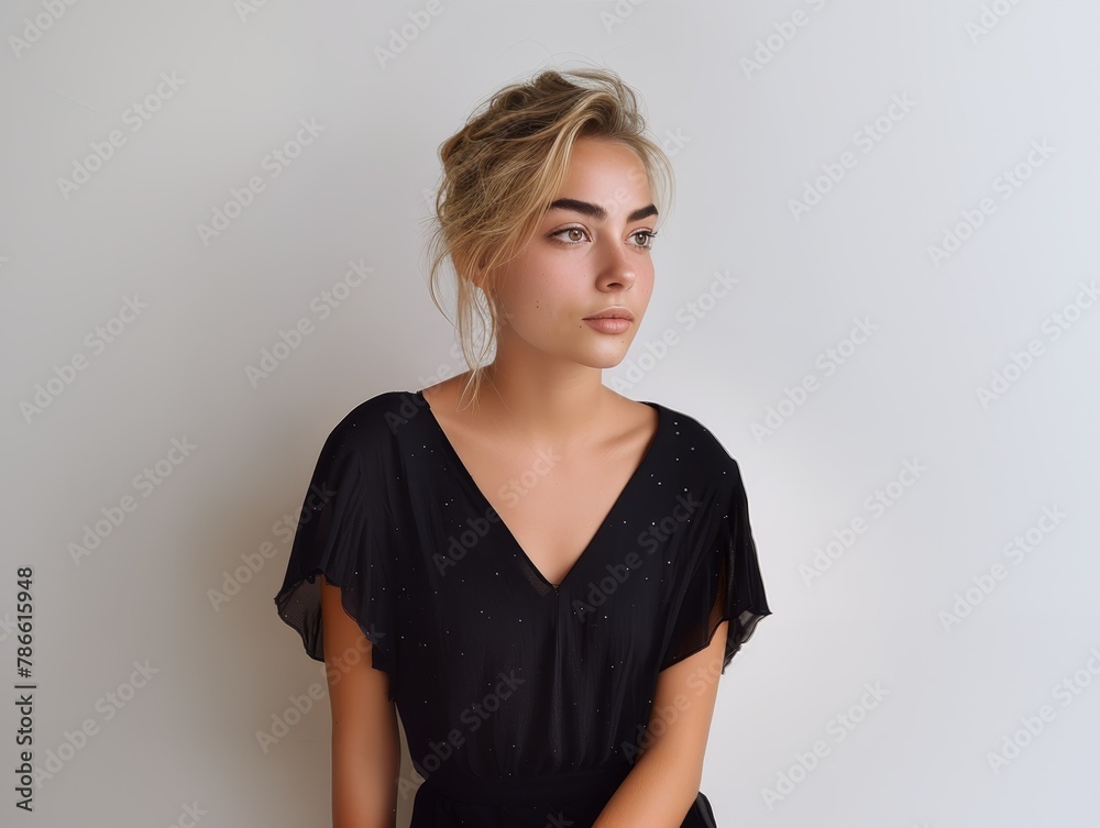 Obraz premium Sophisticated Woman in Elegant Black Attire. Generative AI.