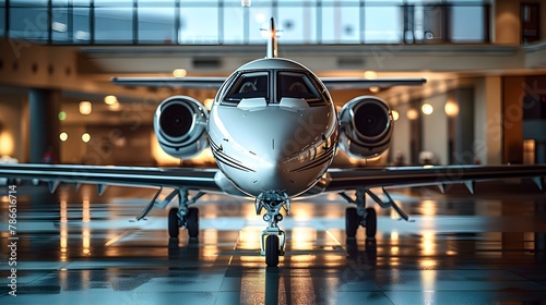 Exclusive Business Jet Awaits Departure - The Epitome of Modern Luxury Travel. Concept Luxury Travel, Business Jet, Exclusive Experience, Modern Amenities, High-End Services photo