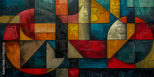 Abstract cubist mosaic in vibrant colors