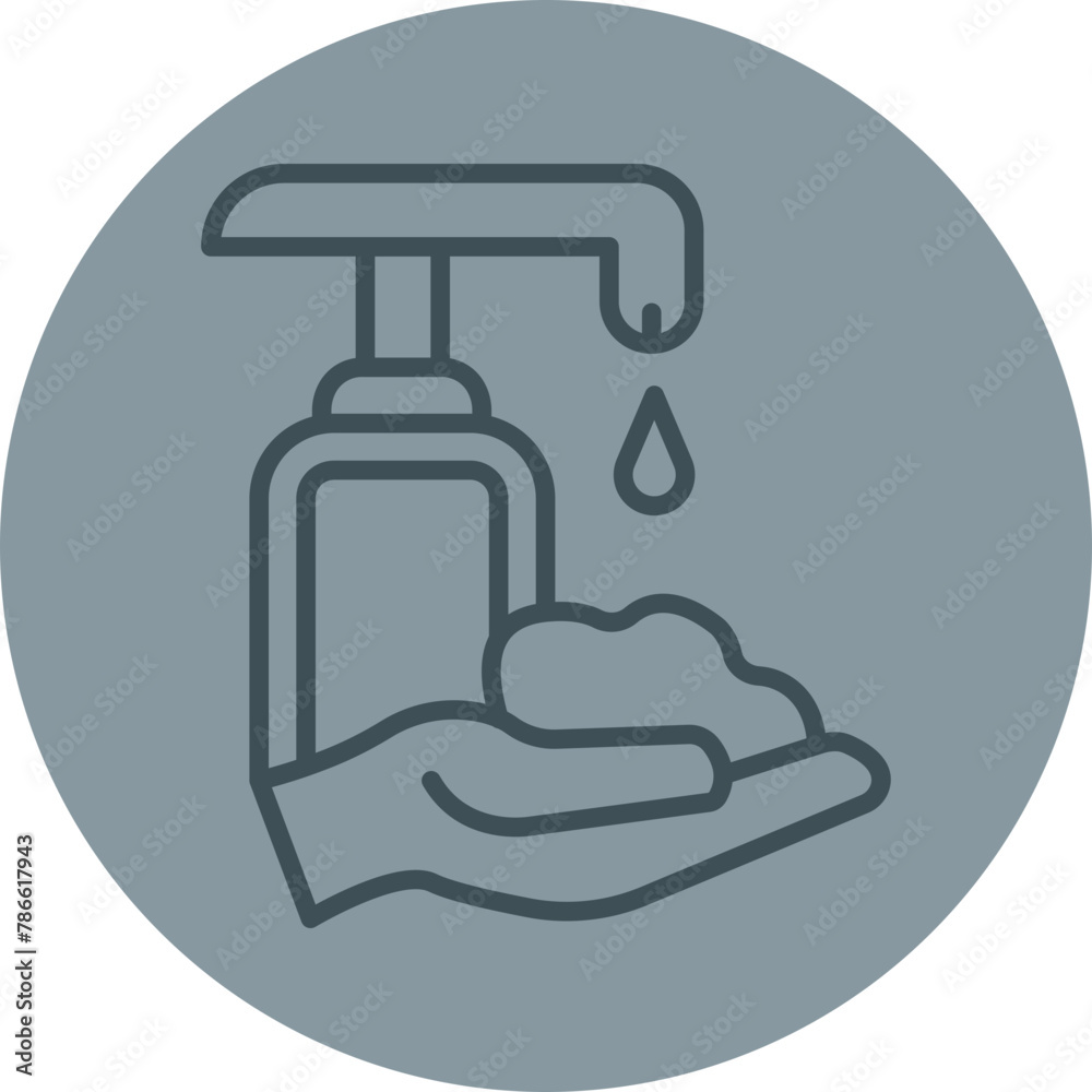 Handwash Grey Line Circle Icon Handwash Grey Line Circle Icon