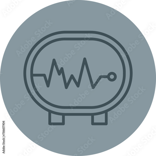 Electrocardiogram Grey Line Circle Icon