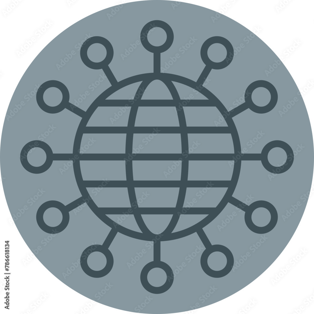 Global Infrastructure Grey Line Circle Icon Global Infrastructure Grey Line Circle Icon