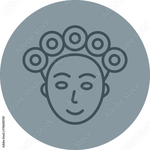 Hair Curler Grey Line Circle Icon