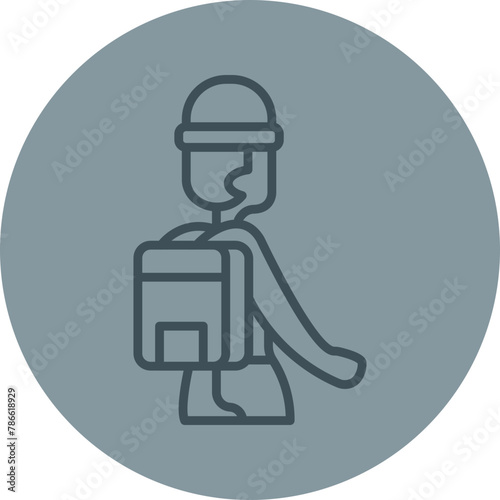 Tourist Grey Line Circle Icon