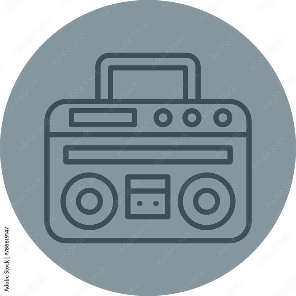 Boom Box Grey Line Circle Icon Boom Box Grey Line Circle Icon