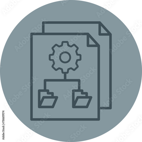 File Management Grey Line Circle Icon