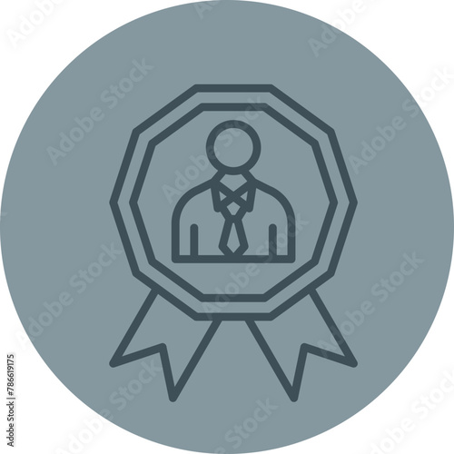 Employee Of The Month Grey Line Circle Icon