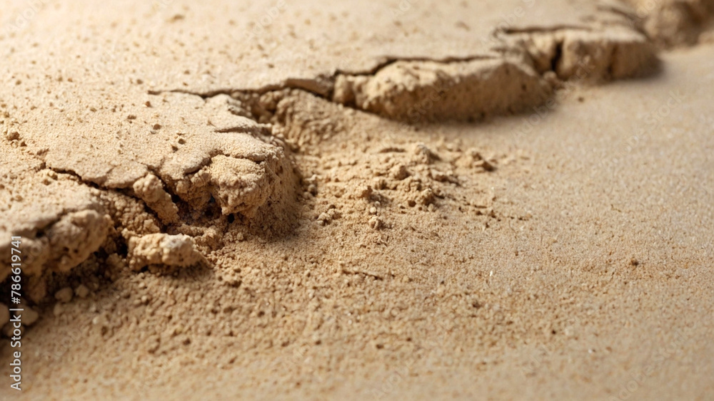 Dry sand on white background, close-up, studio shot. AI generative. Dry sand on white background, close-up, studio shot. AI generative.