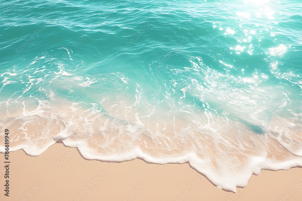 ホット・サンド・サンセット：真夏の砂浜で輝く波,Hot Sand Sunset: Shining waves on a sandy beach in midsummer,Generative AI