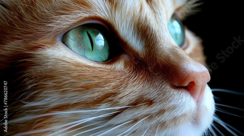  emerald eyes and distinctive whiskers adorn its fur