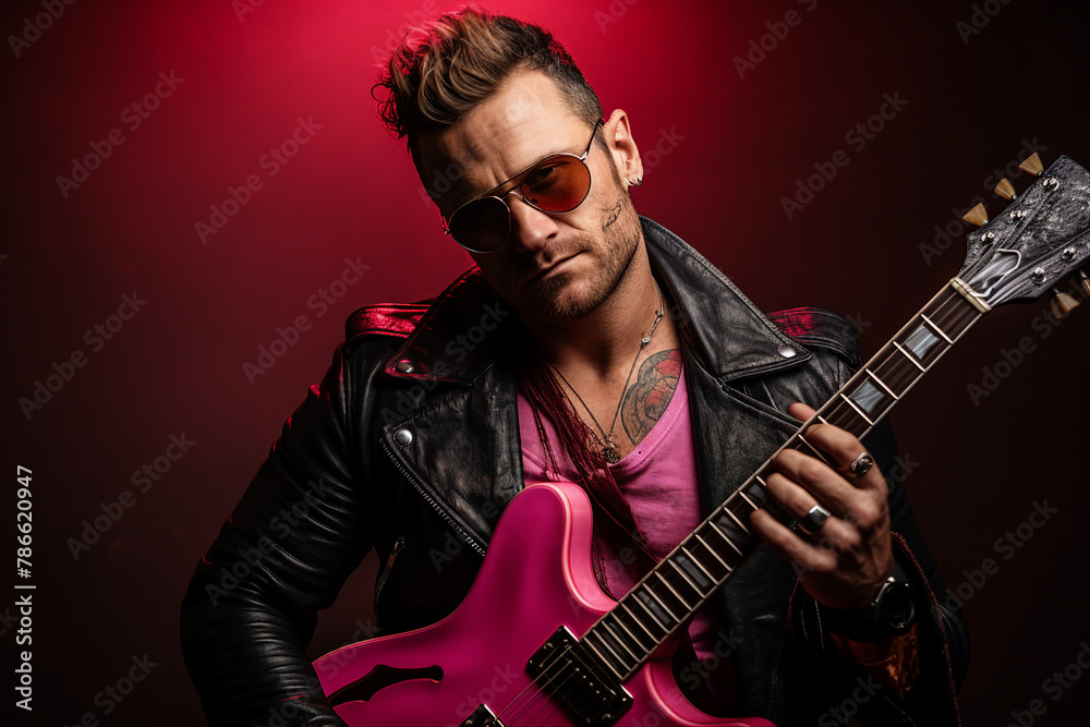Colorful Generative AI picture of stylish punk person with hairy hairstyle rebellion punk leather outfit Colorful Generative AI picture of stylish punk person with hairy hairstyle rebellion punk leather outfit