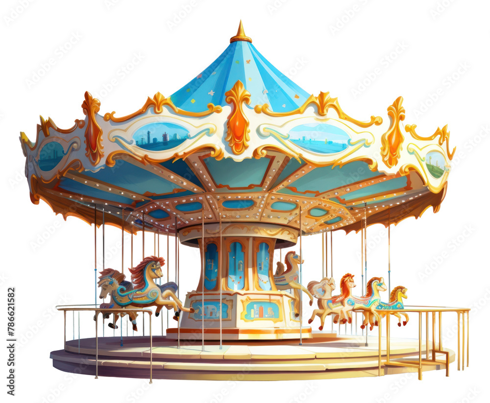 Obraz premium PNG Merry go round in school carousel horse fun