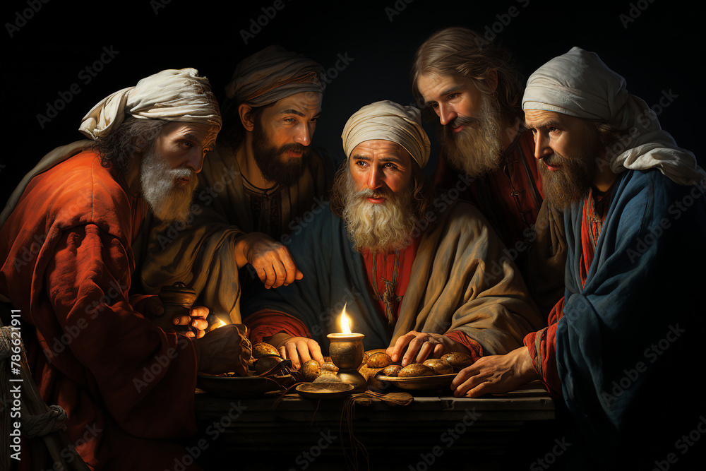 Generative AI image of Jesus Christ Son of God preaching to the people Generative AI image of Jesus Christ Son of God preaching to the people