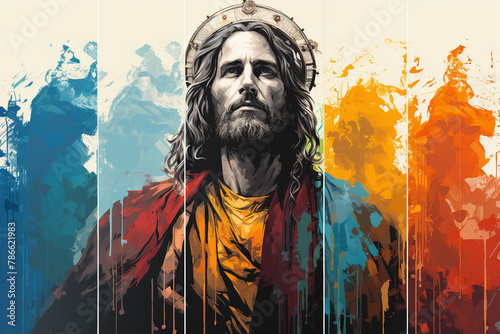 The resurrection of Jesus watercolor painting isolated on a creative background generative Ai