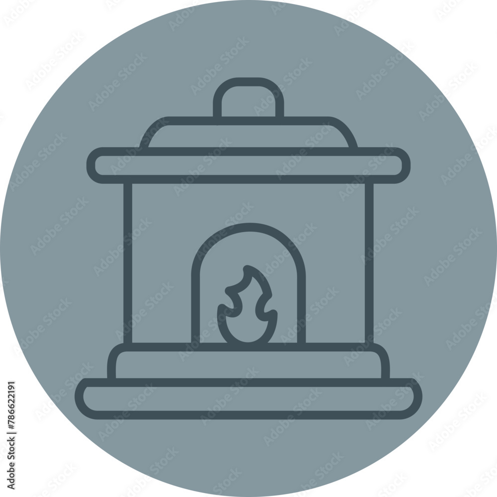 Fire place Grey Line Circle Icon Fire place Grey Line Circle Icon