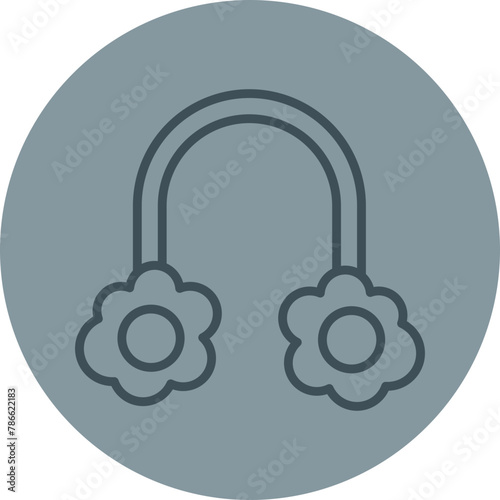 Earmuff Grey Line Circle Icon