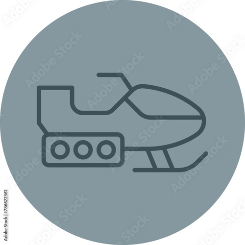 Snowmobile Grey Line Circle Icon