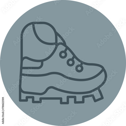 Hiker Grey Line Circle Icon