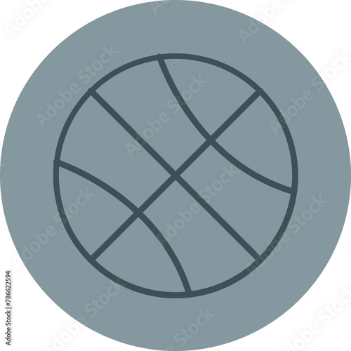 Basketball Grey Line Circle Icon