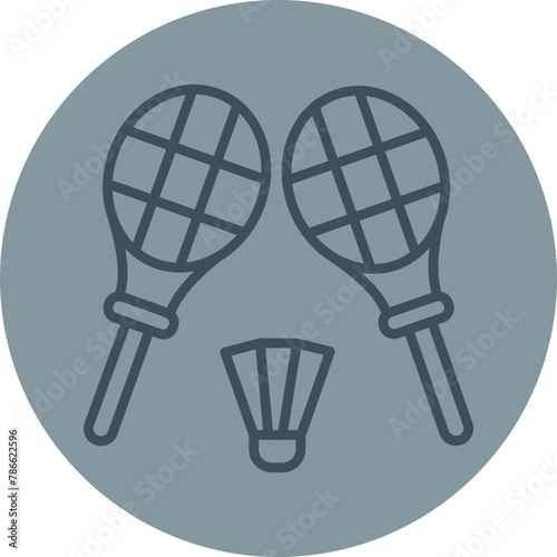Badminton Grey Line Circle Icon