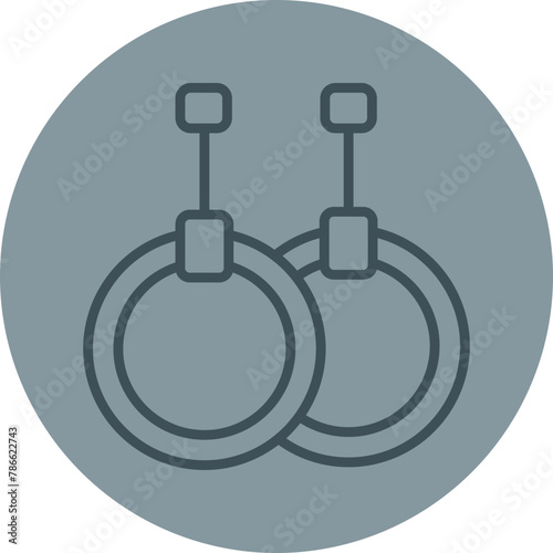 Gymnastic Rings Grey Line Circle Icon