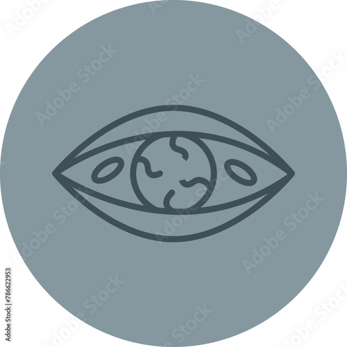 Eye Infection Grey Line Circle Icon