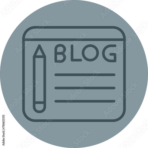 Blogging Grey Line Circle Icon