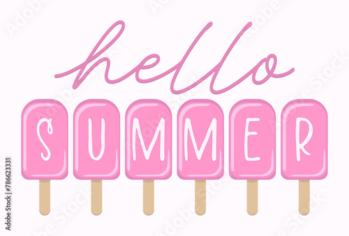 Hello Summer Pink Ice Cream Popsicle